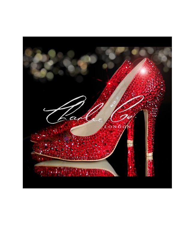 3 4 or 5 Red Crystal Pointed Toe Heels