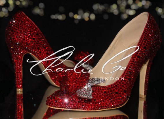 3  4 or 5 Valentine Red Crystal Rose Pointed Toe Heels