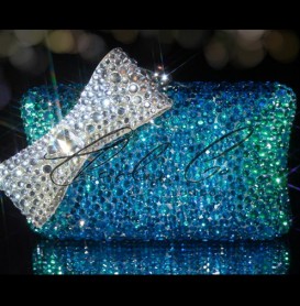 Deep Sea Crystal Bow Clutch Bag