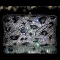 Black Diamond Leopard Print Hard Case Clutch Bag