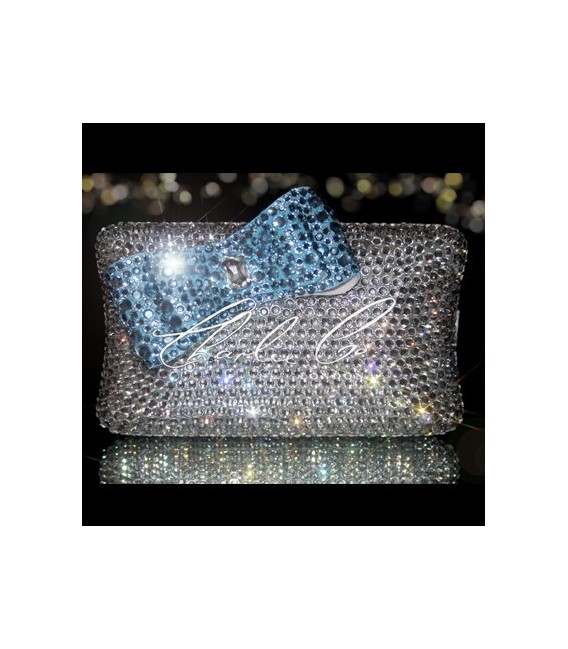 Belle Blue Crystal Clutch Bag