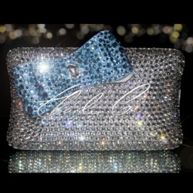 Belle Blue Crystal Clutch Bag