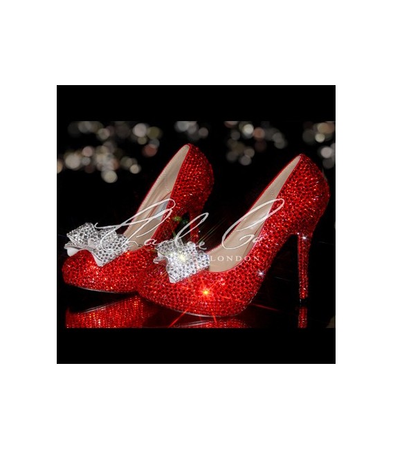 4  5 or 5.5 Glass Crystal Sexy Ruby Red Bow Heels