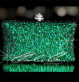 Emerald Green Crystal Hard Case Clutch Bag