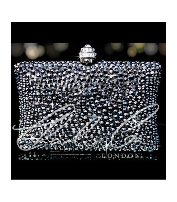 Glass Jet Hematite Crystal Clutch