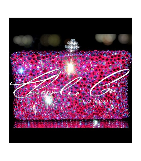 Swarovski Fire  Rock Fuchsia AB Pink Clutch Bag