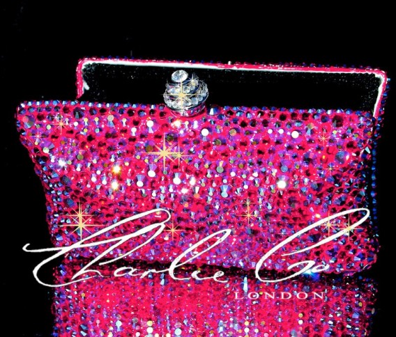 Swarovski Fire  Rock Fuchsia AB Pink Clutch Bag