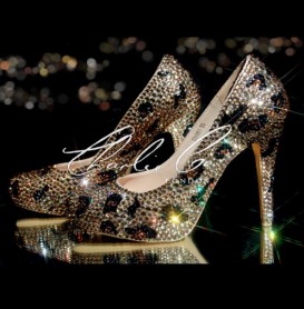 5 Swarovski  Glass Leopard Crystal Platforms