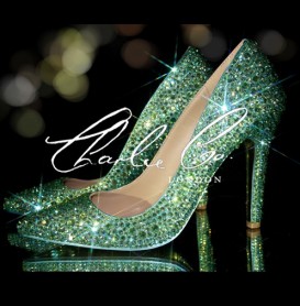 4 or 5 Swarovski AB Peridot Pointed Toe Stilettos