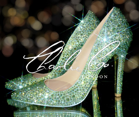 4 or 5 Swarovski AB Peridot Pointed Toe Stilettos