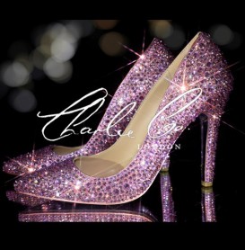 4 Swarovski Rose Pink AB Pointed Toe Stilettos