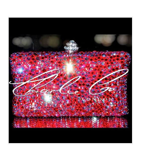 Swarovski Fire  Rock Red Curved Clutch