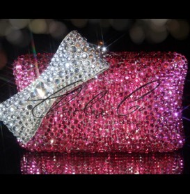 Pretty In Pink Crystal Clutch Bag