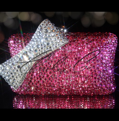 Money on My Mind Rhinestone Sparkle Clutch Pink